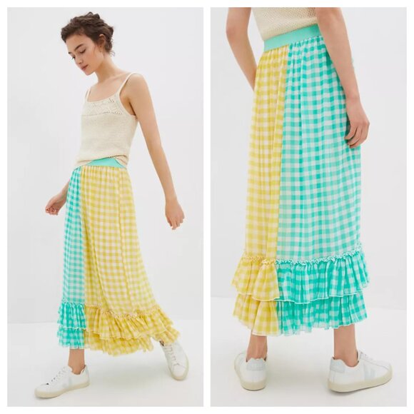 Anthropologie Eva Franco Lynsey Gingham Maxi Skirt 1x (Plus) - Picture 7 of 8